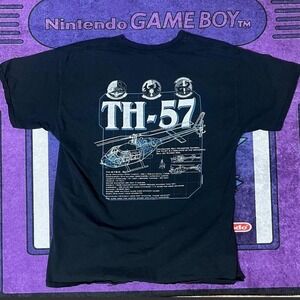 Really cool Large retro 1994 TH-57 helicopter tee black blue and white